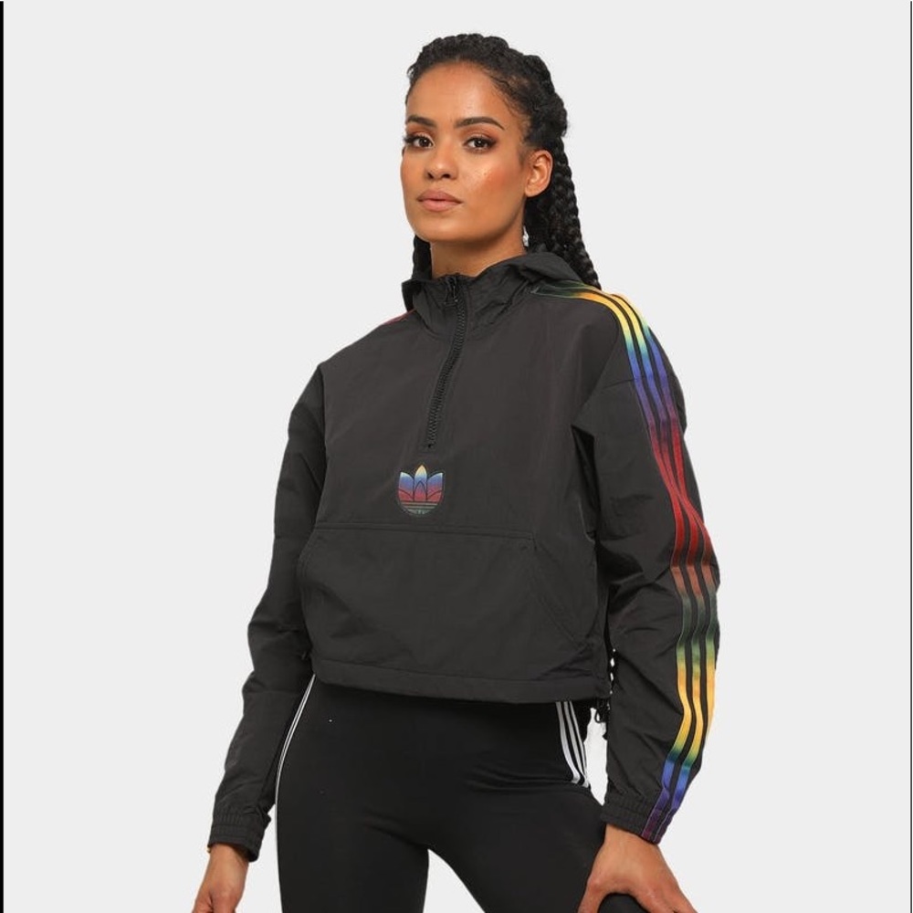 Adidas
Women's Rainbow Cropped Half-Zip Jacket